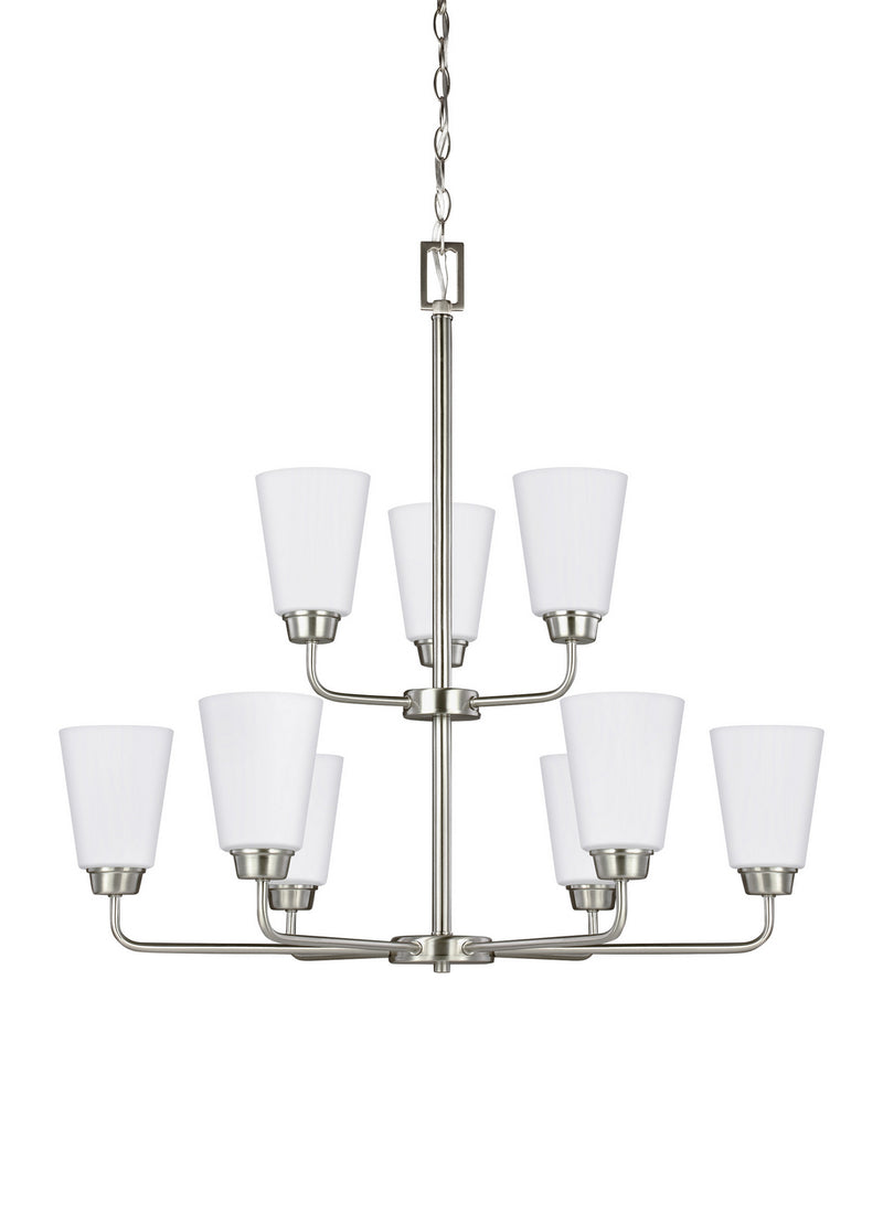 Nine Light Chandelier<br /><span style="color:#4AB0CE;">Entrega: 4-10 dias en USA</span><br /><span style="color:#4AB0CE;font-size:60%;">PREGUNTE POR ENTREGA EN PANAMA</span><br />Collection: Kerrville<br />Finish: Brushed Nickel