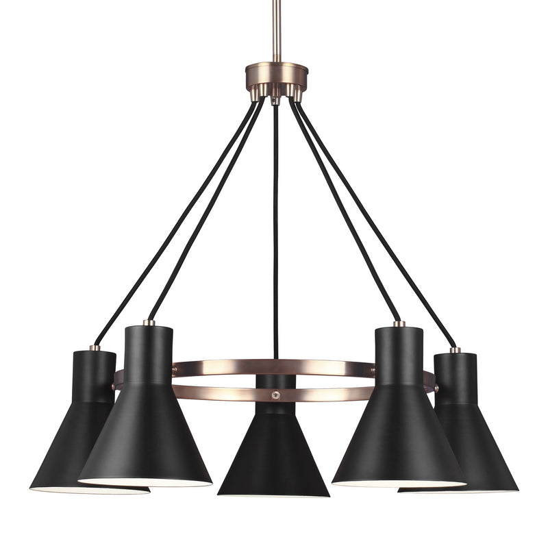 Five Light Chandelier<br /><span style="color:#4AB0CE;">Entrega: 4-10 dias en USA</span><br /><span style="color:#4AB0CE;font-size:60%;">PREGUNTE POR ENTREGA EN PANAMA</span><br />Collection: Towner<br />Finish: Satin Brass