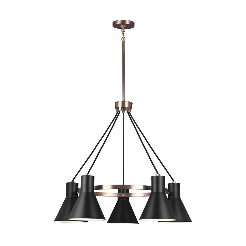 Five Light Chandelier<br /><span style="color:#4AB0CE;">Entrega: 4-10 dias en USA</span><br /><span style="color:#4AB0CE;font-size:60%;">PREGUNTE POR ENTREGA EN PANAMA</span><br />Collection: Towner<br />Finish: Satin Brass
