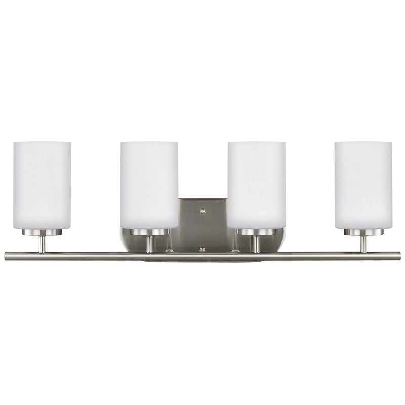Four Light Wall / Bath<br /><span style="color:#4AB0CE;">Entrega: 4-10 dias en USA</span><br /><span style="color:#4AB0CE;font-size:60%;">PREGUNTE POR ENTREGA EN PANAMA</span><br />Collection: Oslo<br />Finish: Brushed Nickel