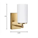One Light Wall / Bath Sconce<br /><span style="color:#4AB0CE;">Entrega: 4-10 dias en USA</span><br /><span style="color:#4AB0CE;font-size:60%;">PREGUNTE POR ENTREGA EN PANAMA</span><br />Collection: Alturas<br />Finish: Satin Brass