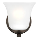 One Light Wall / Bath Sconce<br /><span style="color:#4AB0CE;">Entrega: 4-10 dias en USA</span><br /><span style="color:#4AB0CE;font-size:60%;">PREGUNTE POR ENTREGA EN PANAMA</span><br />Collection: Emmons<br />Finish: Bronze