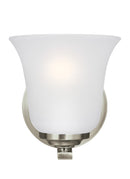 One Light Wall / Bath Sconce<br /><span style="color:#4AB0CE;">Entrega: 4-10 dias en USA</span><br /><span style="color:#4AB0CE;font-size:60%;">PREGUNTE POR ENTREGA EN PANAMA</span><br />Collection: Emmons<br />Finish: Brushed Nickel