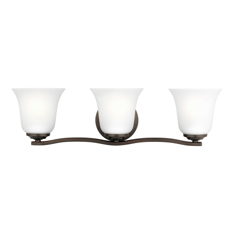 Three Light Wall / Bath<br /><span style="color:#4AB0CE;">Entrega: 4-10 dias en USA</span><br /><span style="color:#4AB0CE;font-size:60%;">PREGUNTE POR ENTREGA EN PANAMA</span><br />Collection: Emmons<br />Finish: Bronze