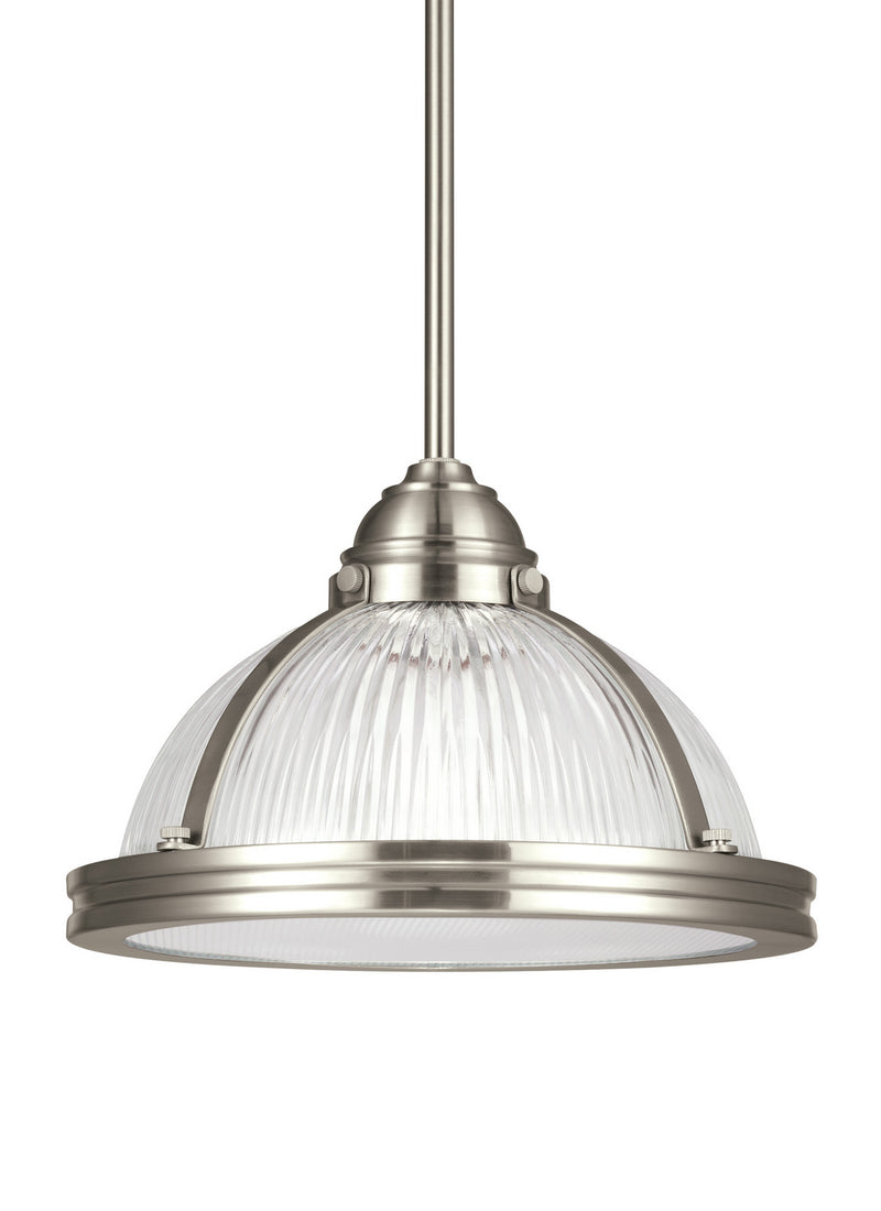 Generation Lighting - 65060EN3-962 - One Light Pendant - Pratt Street Prismatic - Brushed Nickel