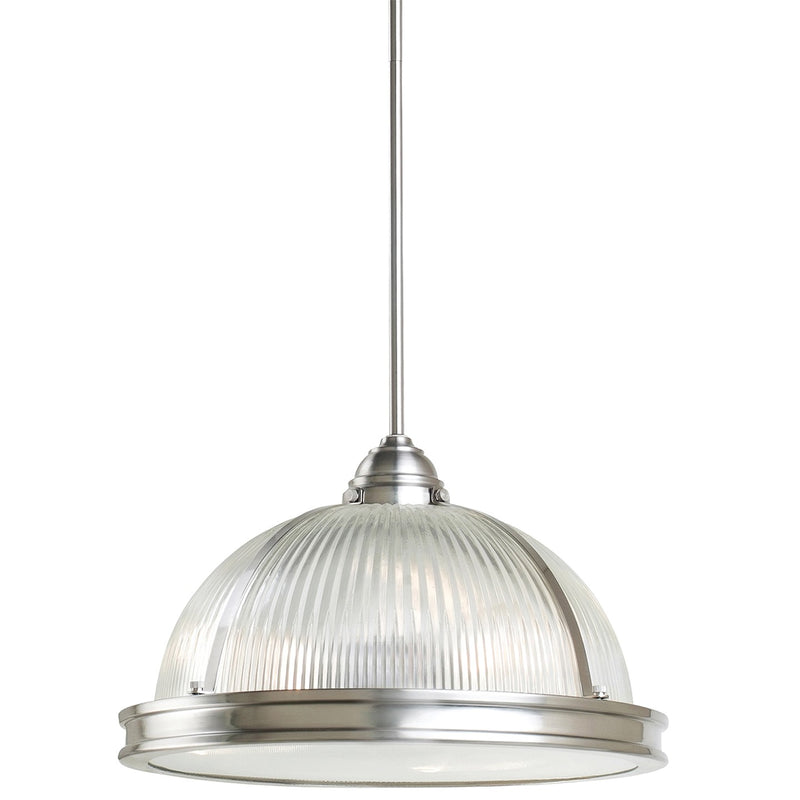 Generation Lighting - 65062EN3-962 - Three Light Pendant - Pratt Street Prismatic - Brushed Nickel