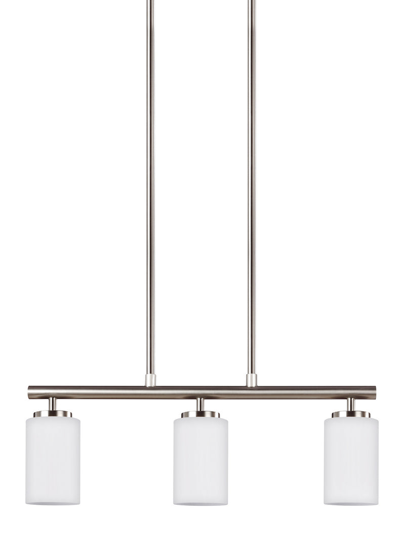 Three Light Island Pendant<br /><span style="color:#4AB0CE;">Entrega: 4-10 dias en USA</span><br /><span style="color:#4AB0CE;font-size:60%;">PREGUNTE POR ENTREGA EN PANAMA</span><br />Collection: Oslo<br />Finish: Brushed Nickel