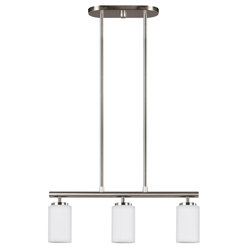 Three Light Island Pendant<br /><span style="color:#4AB0CE;">Entrega: 4-10 dias en USA</span><br /><span style="color:#4AB0CE;font-size:60%;">PREGUNTE POR ENTREGA EN PANAMA</span><br />Collection: Oslo<br />Finish: Brushed Nickel