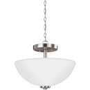 Two Light Semi-Flush Convertible Pendant<br /><span style="color:#4AB0CE;">Entrega: 4-10 dias en USA</span><br /><span style="color:#4AB0CE;font-size:60%;">PREGUNTE POR ENTREGA EN PANAMA</span><br />Collection: Oslo<br />Finish: Brushed Nickel