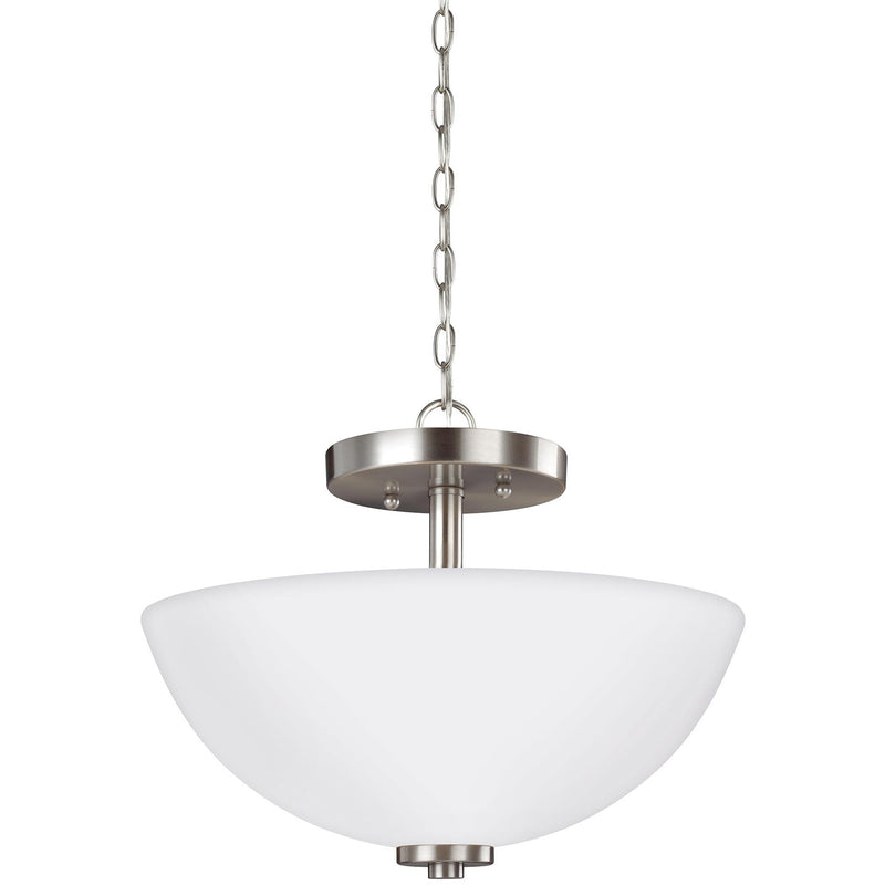 Two Light Semi-Flush Convertible Pendant<br /><span style="color:#4AB0CE;">Entrega: 4-10 dias en USA</span><br /><span style="color:#4AB0CE;font-size:60%;">PREGUNTE POR ENTREGA EN PANAMA</span><br />Collection: Oslo<br />Finish: Brushed Nickel
