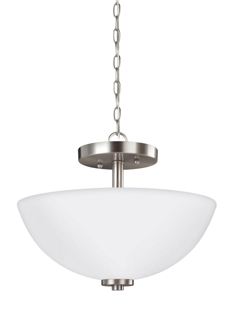 Two Light Semi-Flush Convertible Pendant<br /><span style="color:#4AB0CE;">Entrega: 4-10 dias en USA</span><br /><span style="color:#4AB0CE;font-size:60%;">PREGUNTE POR ENTREGA EN PANAMA</span><br />Collection: Oslo<br />Finish: Brushed Nickel