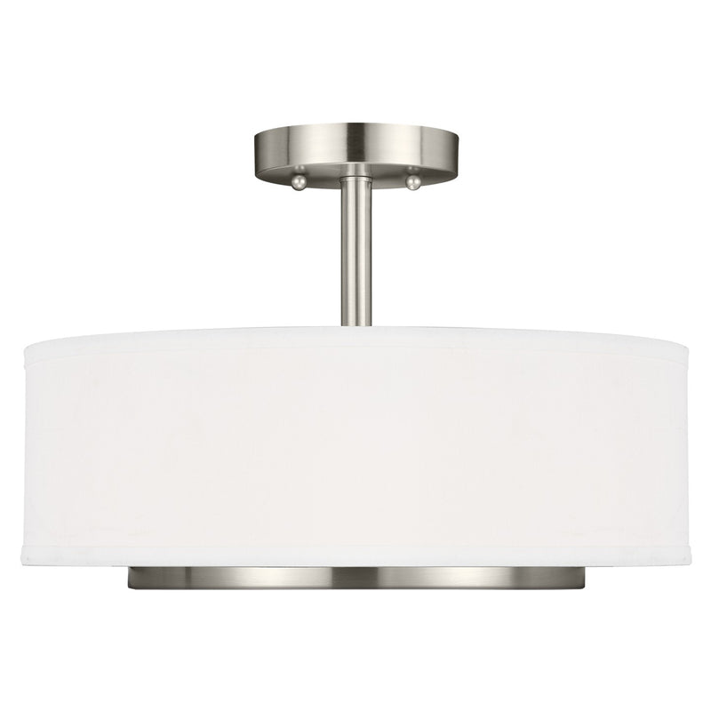 Two Light Semi-Flush Convertible Pendant<br /><span style="color:#4AB0CE;">Entrega: 4-10 dias en USA</span><br /><span style="color:#4AB0CE;font-size:60%;">PREGUNTE POR ENTREGA EN PANAMA</span><br />Collection: Nance<br />Finish: Brushed Nickel