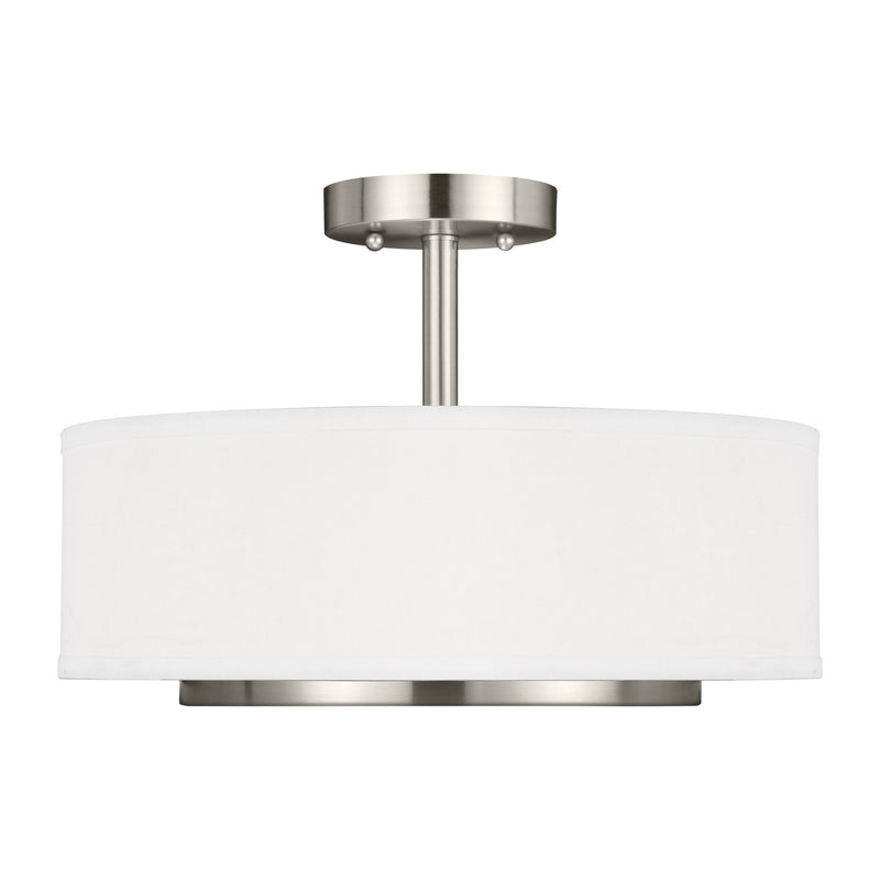 Two Light Semi-Flush Convertible Pendant<br /><span style="color:#4AB0CE;">Entrega: 4-10 dias en USA</span><br /><span style="color:#4AB0CE;font-size:60%;">PREGUNTE POR ENTREGA EN PANAMA</span><br />Collection: Nance<br />Finish: Brushed Nickel