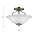 Two Light Semi-Flush Mount<br /><span style="color:#4AB0CE;">Entrega: 4-10 dias en USA</span><br /><span style="color:#4AB0CE;font-size:60%;">PREGUNTE POR ENTREGA EN PANAMA</span><br />Collection: Emmons<br />Finish: Brushed Nickel