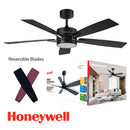 Abanico De Techo Vegas 52" Decorativo Negro Con Luz Led 18W, Acabado Negro.