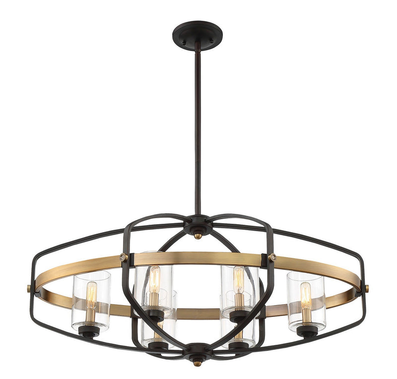 Six Light Linear Chandelier<br /><span style="color:#4AB0CE;">Entrega: 4-10 dias en USA</span><br /><span style="color:#4AB0CE;font-size:60%;">PREGUNTE POR ENTREGA EN PANAMA</span><br />Collection: Kirkland<br />Finish: English Bronze and Warm Brass