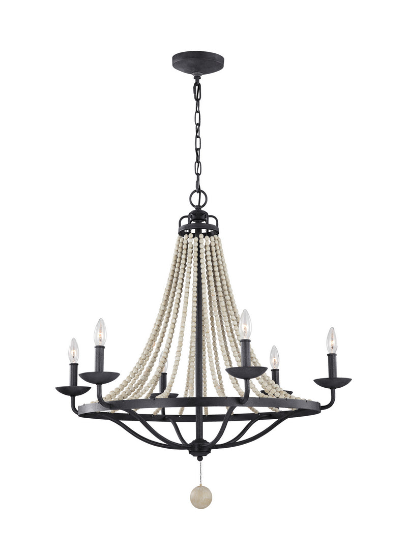 Six Light Chandelier<br /><span style="color:#4AB0CE;">Entrega: 4-10 dias en USA</span><br /><span style="color:#4AB0CE;font-size:60%;">PREGUNTE POR ENTREGA EN PANAMA</span><br />Collection: Nori<br />Finish: Dark Weathered Zinc / Driftwood Grey