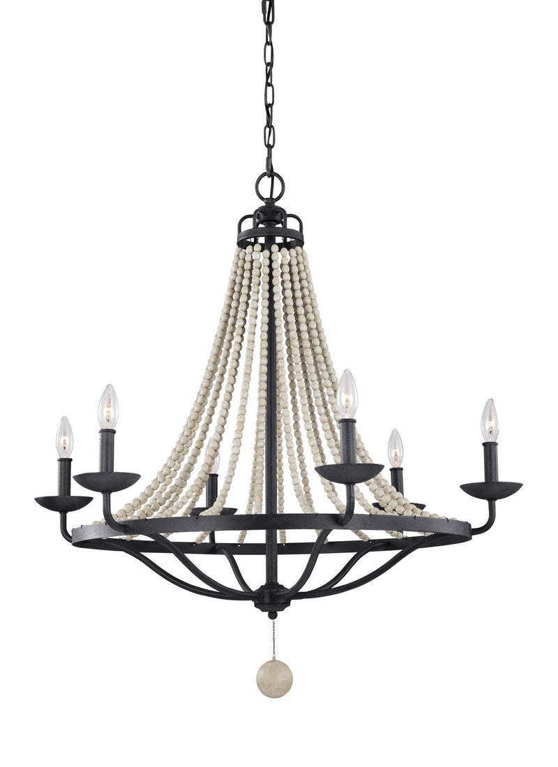 Six Light Chandelier<br /><span style="color:#4AB0CE;">Entrega: 4-10 dias en USA</span><br /><span style="color:#4AB0CE;font-size:60%;">PREGUNTE POR ENTREGA EN PANAMA</span><br />Collection: Nori<br />Finish: Dark Weathered Zinc / Driftwood Grey