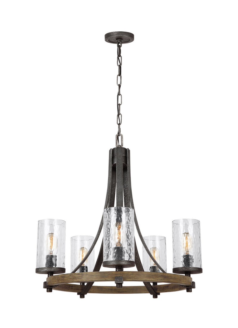 Visual Comfort Studio - F3133/5DWK/SGM - Five Light Chandelier - Angelo - Distressed Weathered Oak / Slate Grey Metal