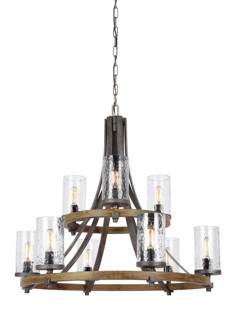 Nine Light Chandelier<br /><span style="color:#4AB0CE;">Entrega: 4-10 dias en USA</span><br /><span style="color:#4AB0CE;font-size:60%;">PREGUNTE POR ENTREGA EN PANAMA</span><br />Collection: Angelo<br />Finish: Distressed Weathered Oak / Slate Grey Metal