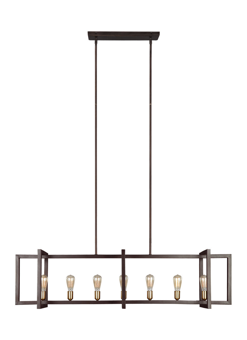 Seven Light Island Chandelier<br /><span style="color:#4AB0CE;">Entrega: 4-10 dias en USA</span><br /><span style="color:#4AB0CE;font-size:60%;">PREGUNTE POR ENTREGA EN PANAMA</span><br />Collection: Finnegan<br />Finish: New World Bronze
