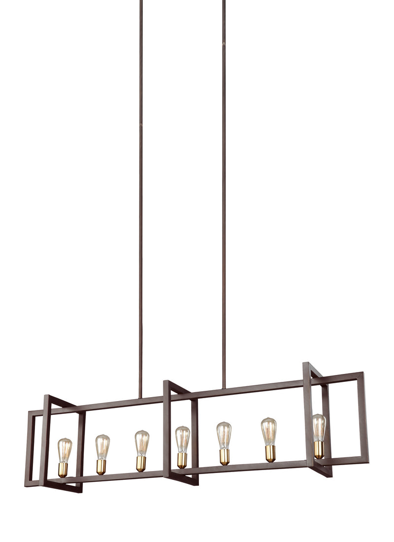 Seven Light Island Chandelier<br /><span style="color:#4AB0CE;">Entrega: 4-10 dias en USA</span><br /><span style="color:#4AB0CE;font-size:60%;">PREGUNTE POR ENTREGA EN PANAMA</span><br />Collection: Finnegan<br />Finish: New World Bronze