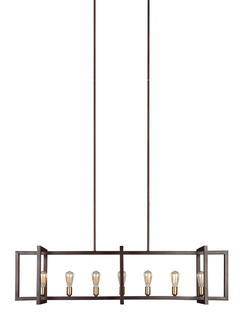 Seven Light Island Chandelier<br /><span style="color:#4AB0CE;">Entrega: 4-10 dias en USA</span><br /><span style="color:#4AB0CE;font-size:60%;">PREGUNTE POR ENTREGA EN PANAMA</span><br />Collection: Finnegan<br />Finish: New World Bronze
