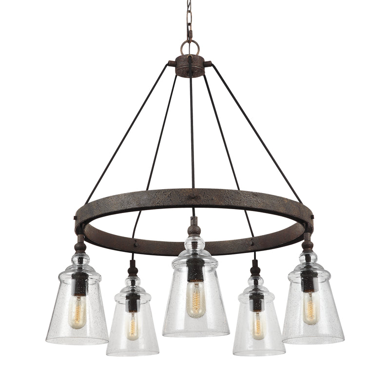 Five Light Chandelier<br /><span style="color:#4AB0CE;">Entrega: 4-10 dias en USA</span><br /><span style="color:#4AB0CE;font-size:60%;">PREGUNTE POR ENTREGA EN PANAMA</span><br />Collection: Loras<br />Finish: Dark Weathered Iron