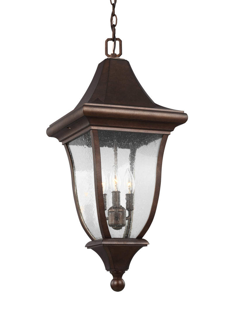 Three Light Outdoor Pendant<br /><span style="color:#4AB0CE;">Entrega: 4-10 dias en USA</span><br /><span style="color:#4AB0CE;font-size:60%;">PREGUNTE POR ENTREGA EN PANAMA</span><br />Collection: Oakmont<br />Finish: Patina Bronze