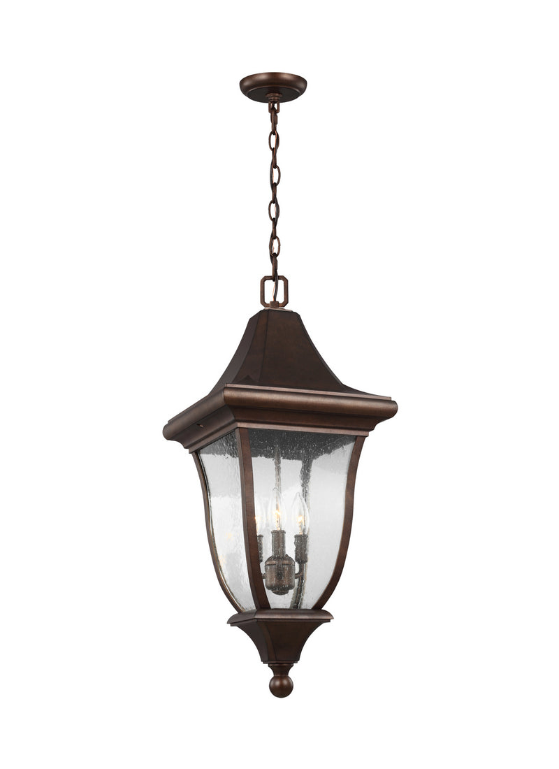 Three Light Outdoor Pendant<br /><span style="color:#4AB0CE;">Entrega: 4-10 dias en USA</span><br /><span style="color:#4AB0CE;font-size:60%;">PREGUNTE POR ENTREGA EN PANAMA</span><br />Collection: Oakmont<br />Finish: Patina Bronze