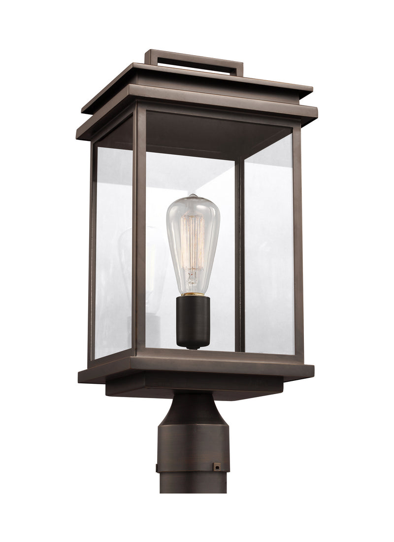 One Light Outdoor Post Lantern<br /><span style="color:#4AB0CE;">Entrega: 4-10 dias en USA</span><br /><span style="color:#4AB0CE;font-size:60%;">PREGUNTE POR ENTREGA EN PANAMA</span><br />Collection: Glenview<br />Finish: Antique Bronze