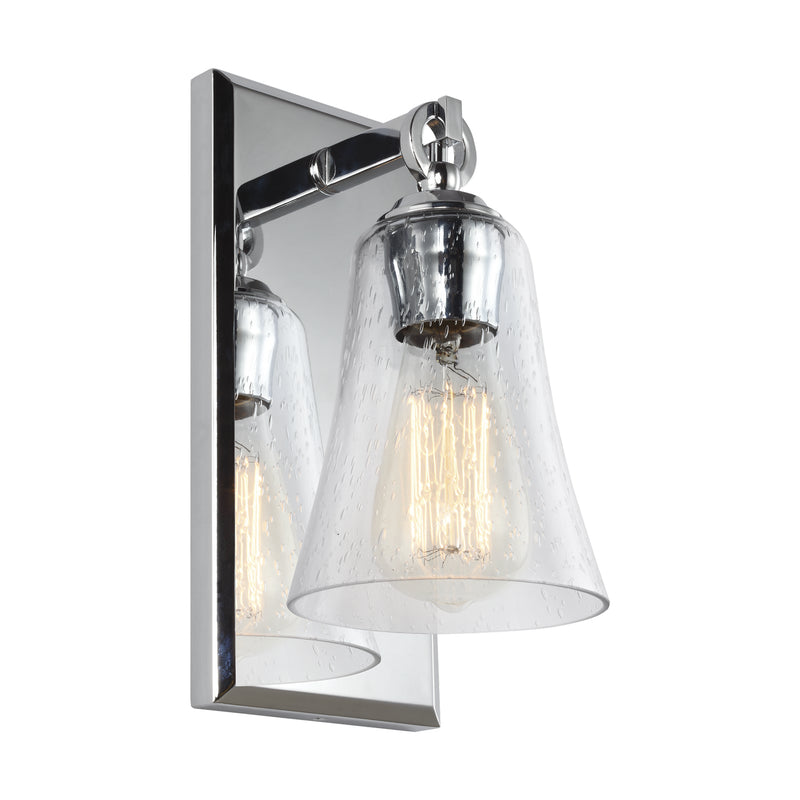 One Light Wall Sconce<br /><span style="color:#4AB0CE;">Entrega: 4-10 dias en USA</span><br /><span style="color:#4AB0CE;font-size:60%;">PREGUNTE POR ENTREGA EN PANAMA</span><br />Collection: Monterro<br />Finish: Chrome