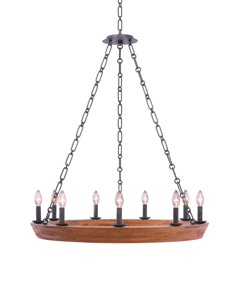 Kalco - 505555BI - Nine Light Chandelier - Lansdale - Black Iron