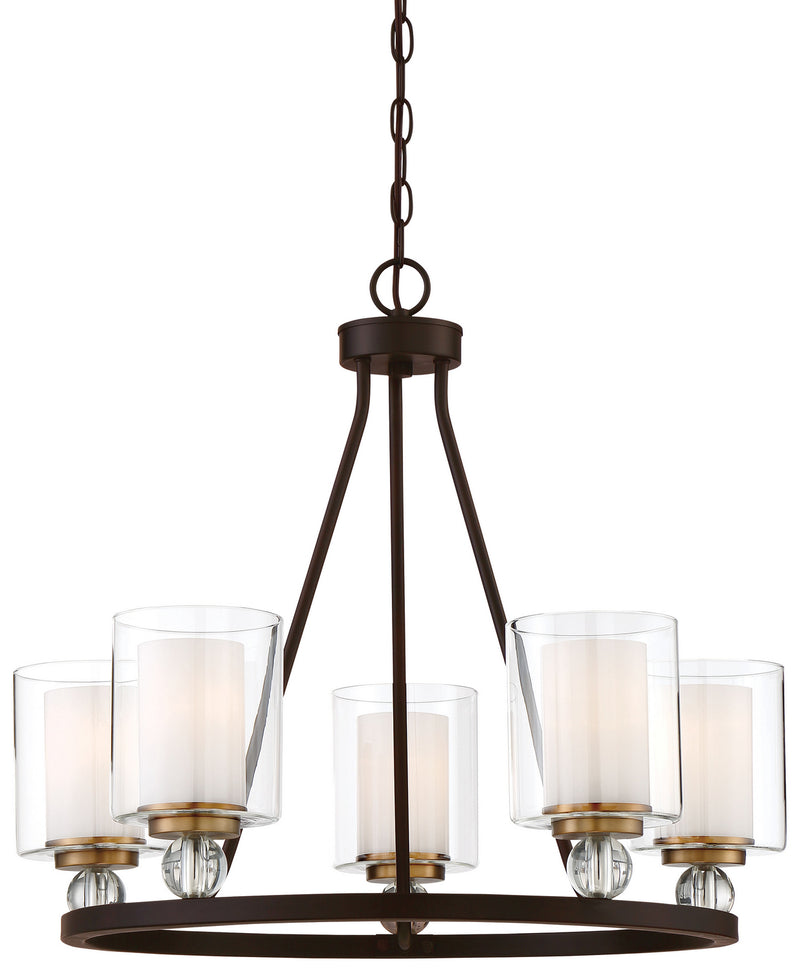 Minka-Lavery - 3075-416 - Five Light Chandelier - Studio 5 - Painted Bronze w/Natural Brushed Brass