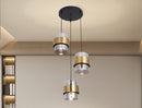 Lámpara Colgante Decorativa 3Xe27-40W Acabado Negro + Dorado.