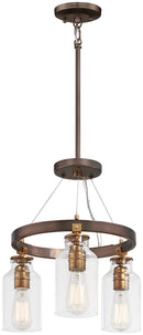 Three Light Semi Flush (Convertible To Pendant)<br /><span style="color:#4AB0CE;">Entrega: 4-10 dias en USA</span><br /><span style="color:#4AB0CE;font-size:60%;">PREGUNTE POR ENTREGA EN PANAMA</span><br />Collection: Morrow<br />Finish: Bronze