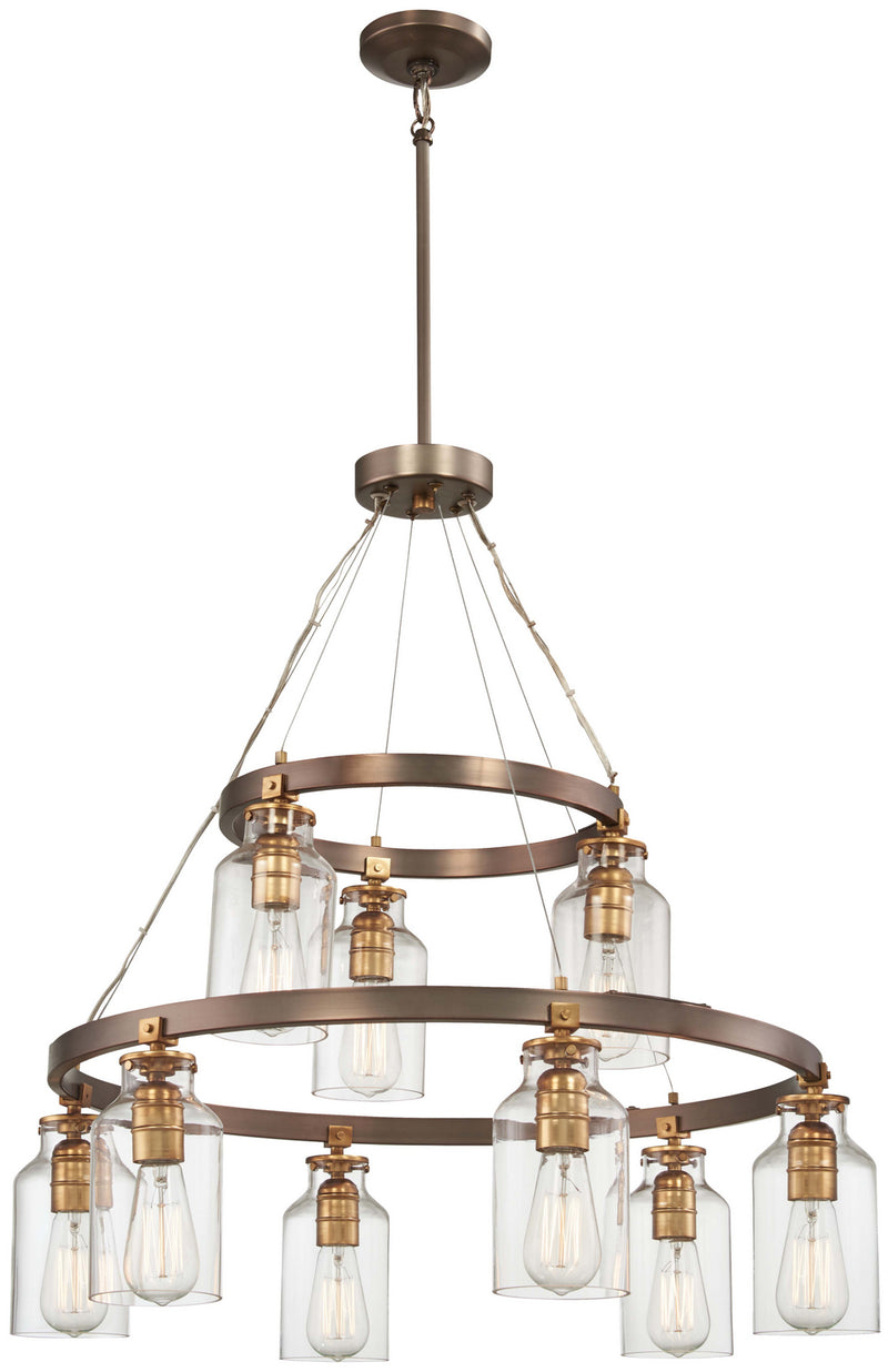 Nine Light Chandelier<br /><span style="color:#4AB0CE;">Entrega: 4-10 dias en USA</span><br /><span style="color:#4AB0CE;font-size:60%;">PREGUNTE POR ENTREGA EN PANAMA</span><br />Collection: Morrow<br />Finish: Harvard Court Bronze W/Gold Hi