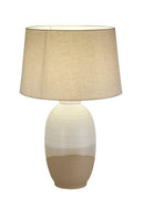 LÁMPARA DE MESA DECORATIVA 1XE27- 40W, 110-240V, 50-60HZ, GRADO DE PROTECCION IP20, ACABADO CREMA + BLANCO.