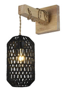 LÁMPARA DE PARED DECORATIVA 1XE27-40W, 110-240V, 50-60HZ, GRADO DE PROTECCION IP20, ACABADO NEGRO +  MADERA.