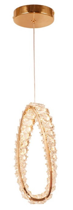 LÁMPARA DE  CRISTAL K9  DE TECHO  LED 15W, TONALIDAD 3000K, 100-240V, 50-60HZ, GRADO DE PROTECCION IP20, ACABDO DORADO