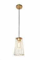 Lámpara de Techo Colgante 1xE27–40W Acabado Dorado.