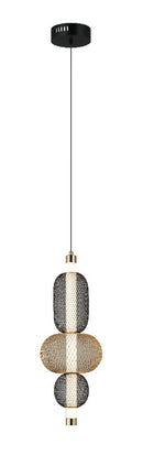 LÁMPARA DE TECHO COLGANTE DECORATIVA LED 5W, TONALIDAD DE 3000K, 110-240V, 50-60HZ, ACABADO NEGRO + BRASS.