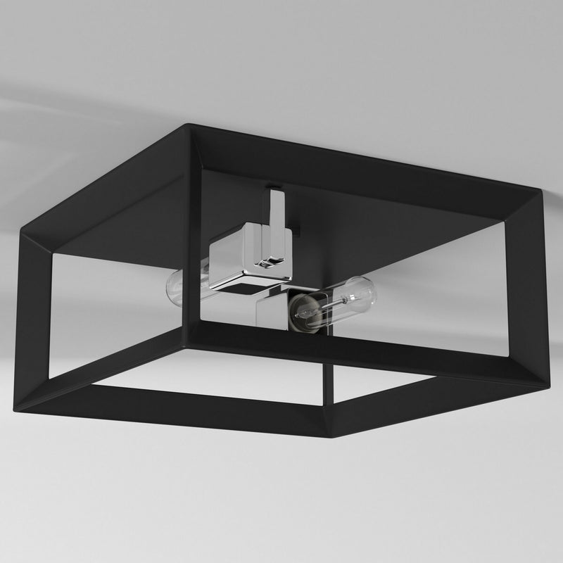 Two Light Flush Mount<br /><span style="color:#4AB0CE;">Entrega: 4-10 dias en USA</span><br /><span style="color:#4AB0CE;font-size:60%;">PREGUNTE POR ENTREGA EN PANAMA</span><br />Collection: Vineyard<br />Finish: Black & Chrome