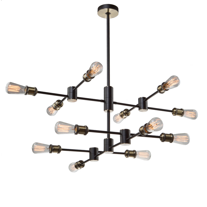 Artcraft Canada - AC10782BK - 12 Light Chandelier - Tribeca - Matte Black & Satin Brass