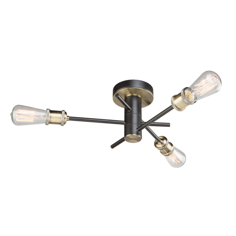 Artcraft Canada - AC10783BK - Three Light Flush Mount - Tribeca - Matte Black & Satin Brass