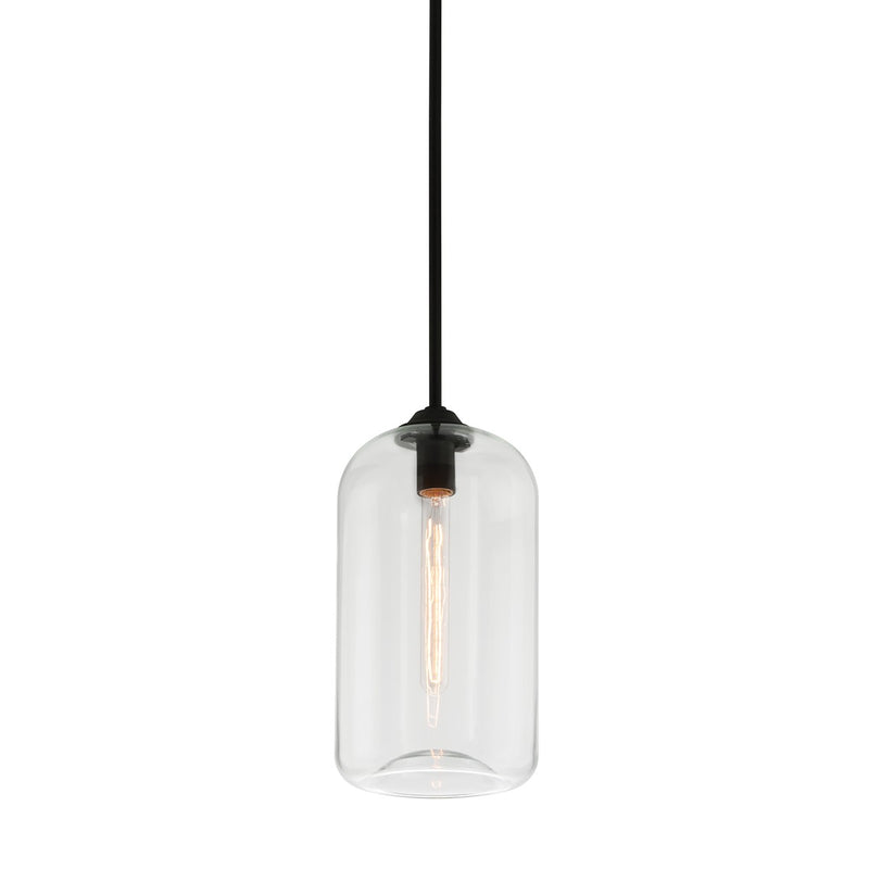 Troy Lighting - F5561-SBK - One Light Pendant - District - Soft Black