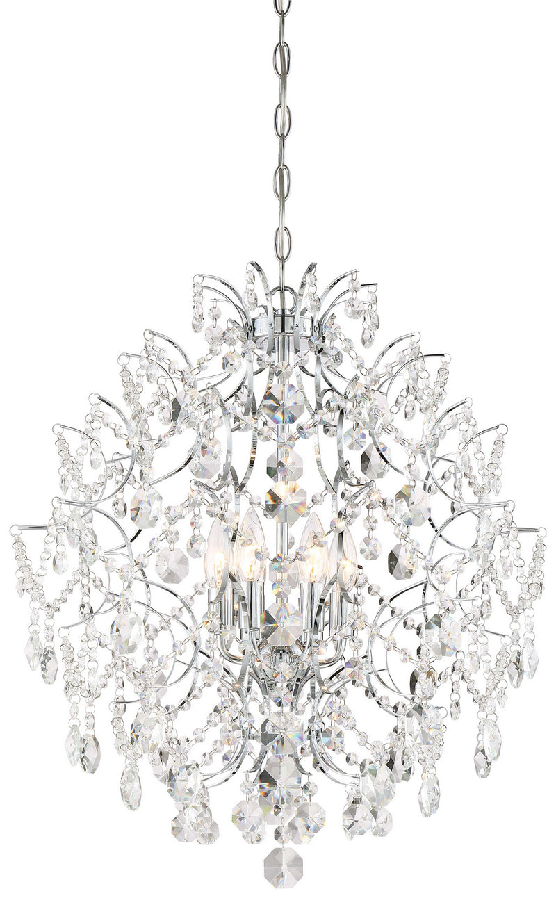 Six Light Chandelier<br /><span style="color:#4AB0CE;">Entrega: 4-10 dias en USA</span><br /><span style="color:#4AB0CE;font-size:60%;">PREGUNTE POR ENTREGA EN PANAMA</span><br />Collection: Isabella's Crown<br />Finish: Chrome