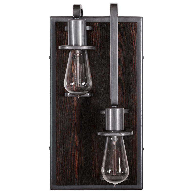 Two Light Wall Sconce<br /><span style="color:#4AB0CE;">Entrega: 4-10 dias en USA</span><br /><span style="color:#4AB0CE;font-size:60%;">PREGUNTE POR ENTREGA EN PANAMA</span><br />Collection: Lofty<br />Finish: Steel