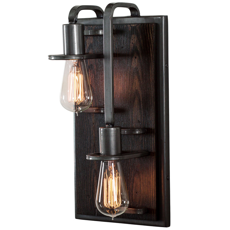 Two Light Wall Sconce<br /><span style="color:#4AB0CE;">Entrega: 4-10 dias en USA</span><br /><span style="color:#4AB0CE;font-size:60%;">PREGUNTE POR ENTREGA EN PANAMA</span><br />Collection: Lofty<br />Finish: Steel