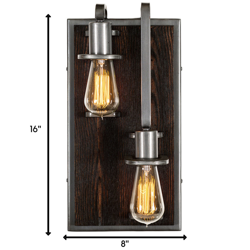 Two Light Wall Sconce<br /><span style="color:#4AB0CE;">Entrega: 4-10 dias en USA</span><br /><span style="color:#4AB0CE;font-size:60%;">PREGUNTE POR ENTREGA EN PANAMA</span><br />Collection: Lofty<br />Finish: Steel